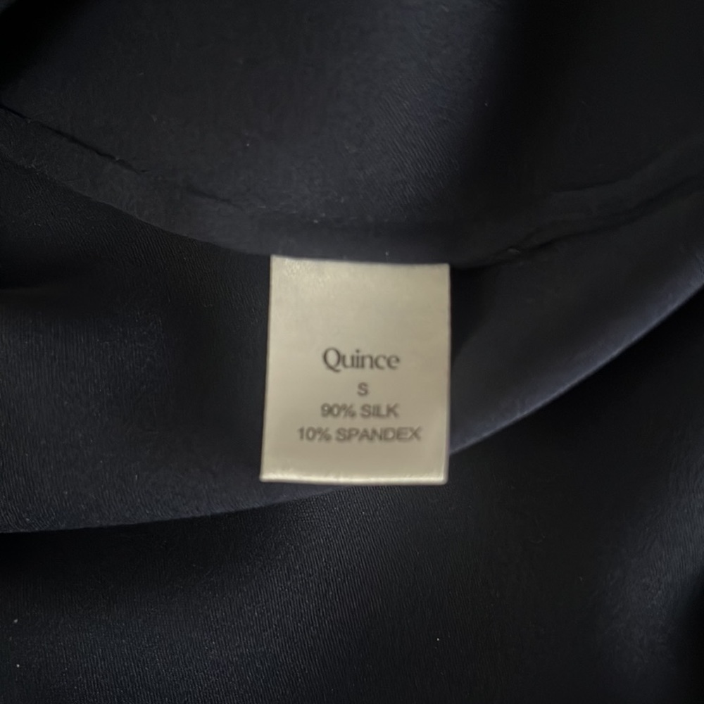 Quince Navy Blue Silk Button-Down Shirt, size Small - Picture 14 of 16